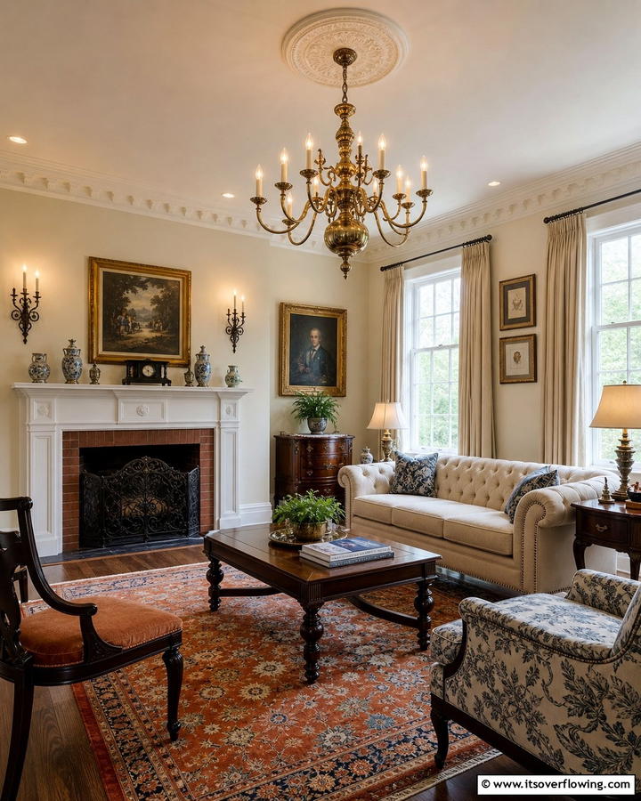 Vintage Lighting Fixtures - 20 Colonial Living Room Ideas for a Classic and Timeless Look