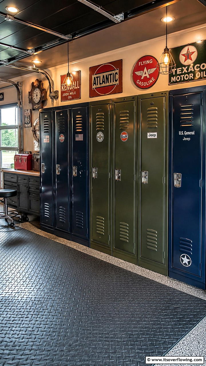 Vintage Locker Style - 30 Garage Wall Ideas for Organized, Functional Spaces
