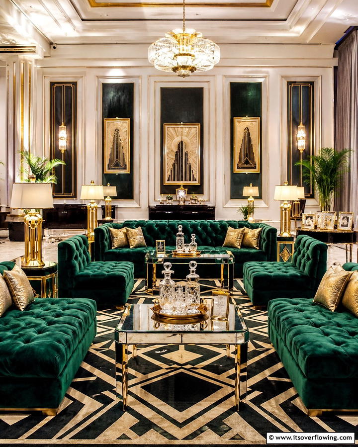 Vintage Lounge Areas - 25 Art Deco Wedding Ideas for Glamorous Celebrations