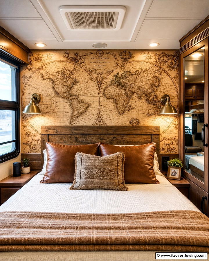 Vintage Map Designs - 25 RV Wallpaper Ideas for a Stylish and Comfortable Space