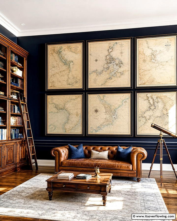 Vintage Maritime Maps - 25 Nautical Decor Ideas for a Beachy Home