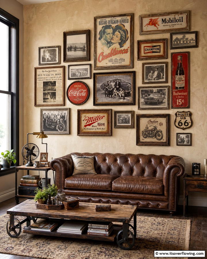 Vintage Media Montage - 21 Media Wall Ideas to Elevate Your Entertainment Zone