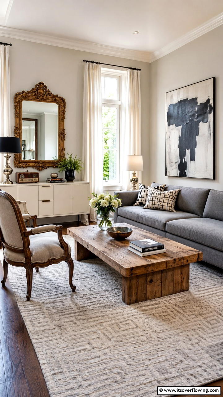 Vintage Meets Modern - 30 Grey and Cream Living Room Ideas- Neutral Elegance