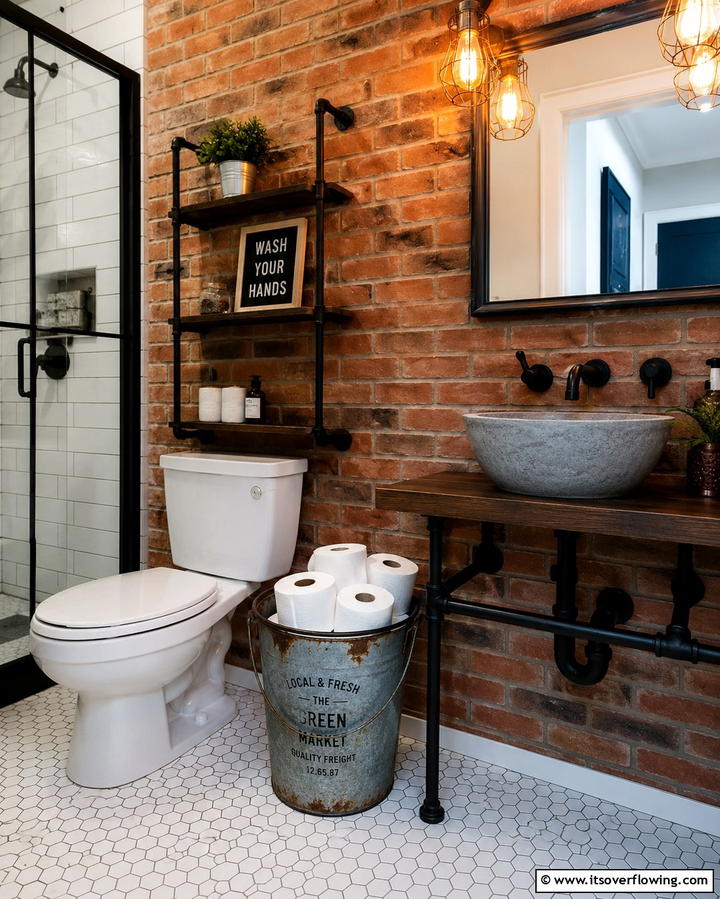 Vintage Metal Bucket - 20 Toilet Paper Storage Ideas for Organized Bathrooms