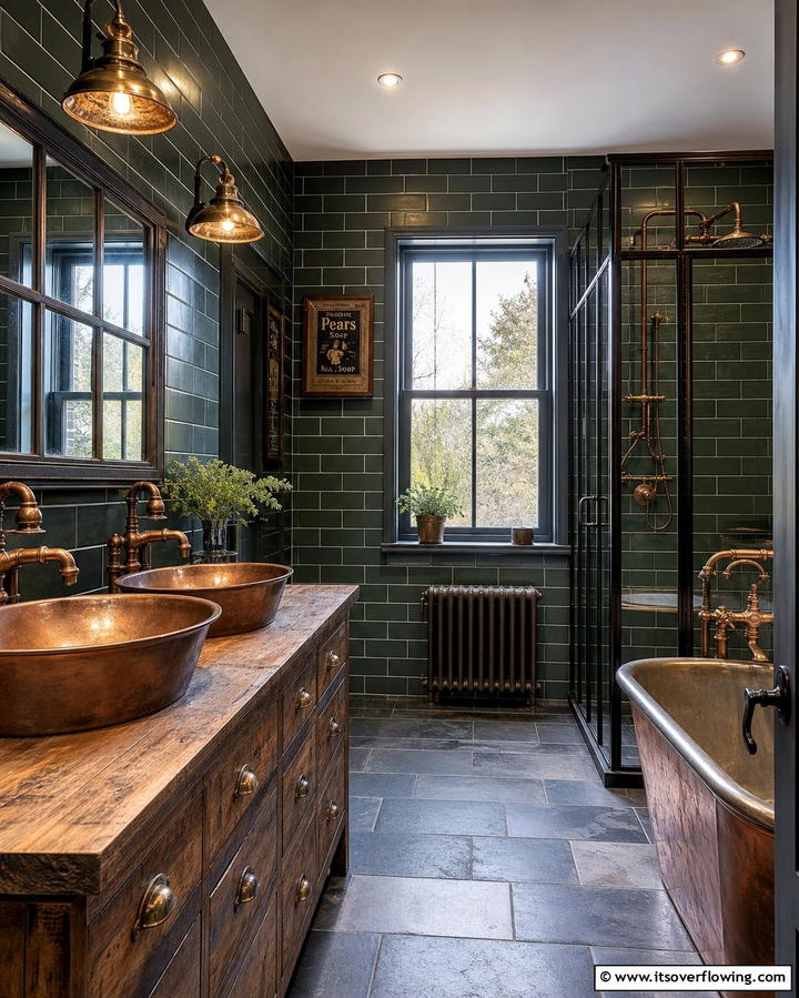 Vintage Metal Finishes - 25 Man Cave Bathroom Ideas for a Unique Space