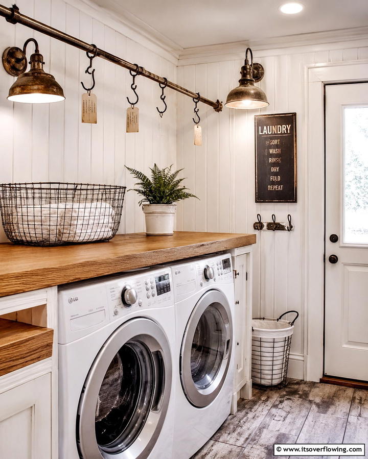 Vintage Metal Fixtures - 30 Rustic Laundry Room Ideas for Functional Farmhouse Style