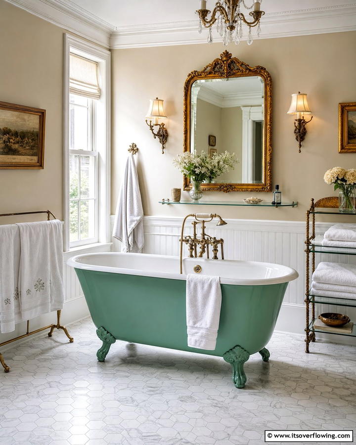 Vintage Mint Green Bathtub for a Nostalgic Charm - 20 Mint Green Bathroom Ideas for a Fresh Look
