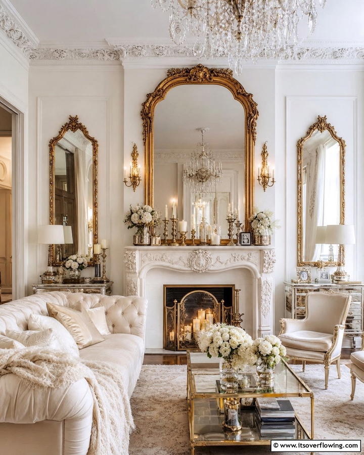 Vintage Mirror Accents - 21 Fireplace Decor Ideas to Style Your Mantel Year-Round