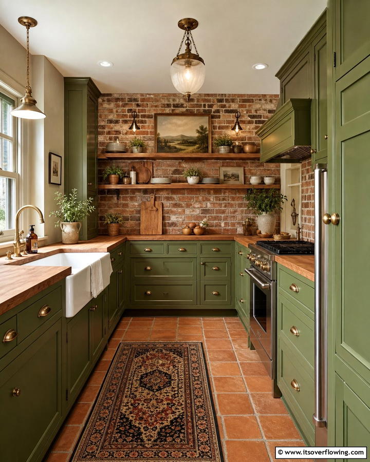 Vintage Olive Green Cabinets - 21 Green Kitchen Cabinet Ideas for a Vibrant Culinary Space