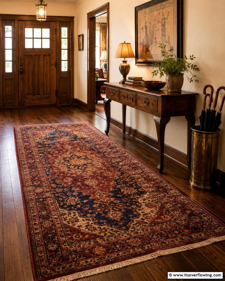 Vintage Oriental Charm - 30 Welcoming Entryway Rug Designs to Elevate First Impressions