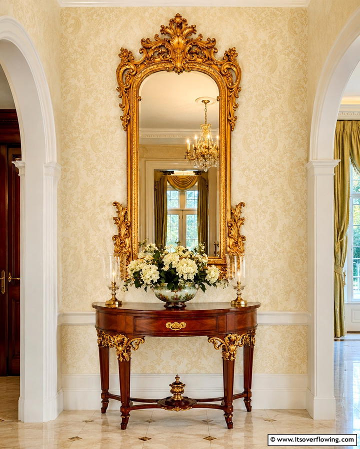 Vintage Ornate Mirror - 30 Statement Entryway Mirror Ideas to Brighten Narrow Spaces