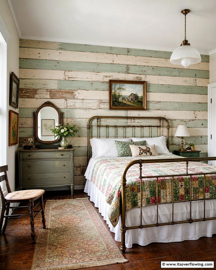 Vintage Painted Shiplap Accent Wall - 21 Shiplap Accent Wall Ideas for Rustic & Modern Homes