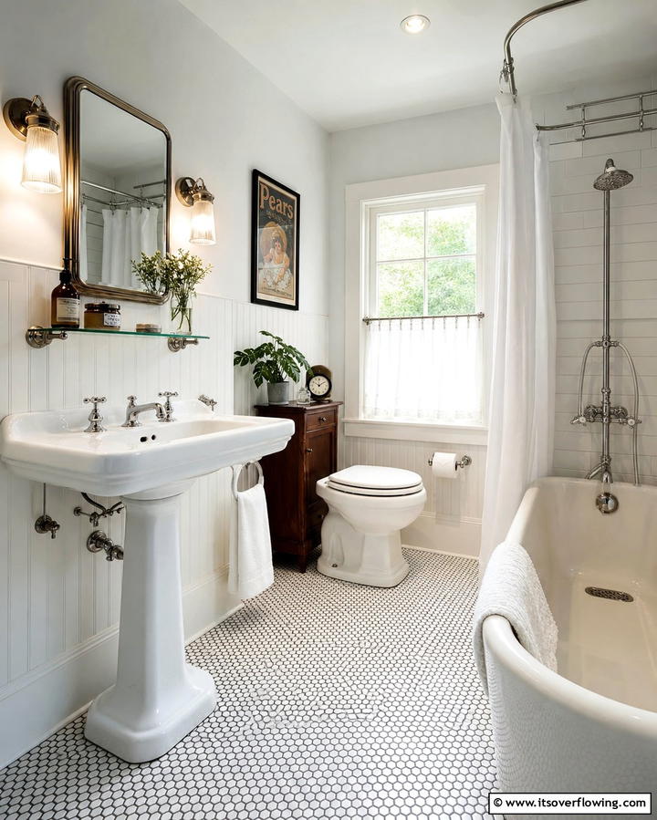 Vintage Penny Rounds - 25 Bathroom Mosaic Floor Tile Ideas for Unique Style