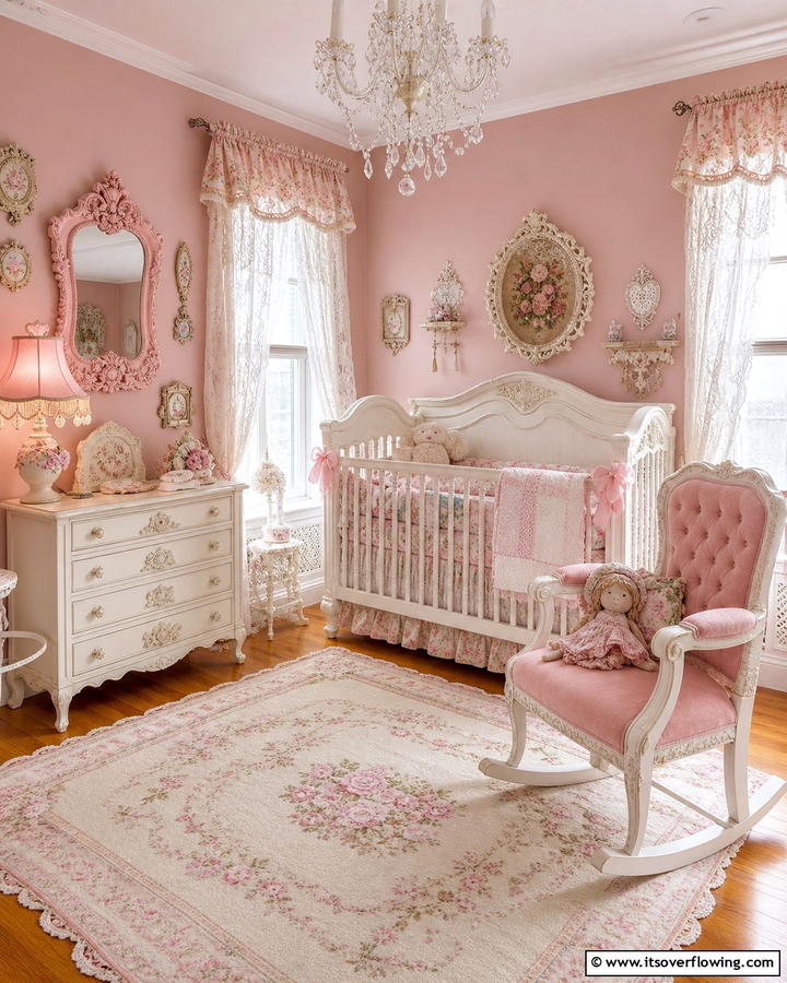 Vintage Pink Accents - 20 Adorable Pink Nursery Ideas for Your Baby’s Room