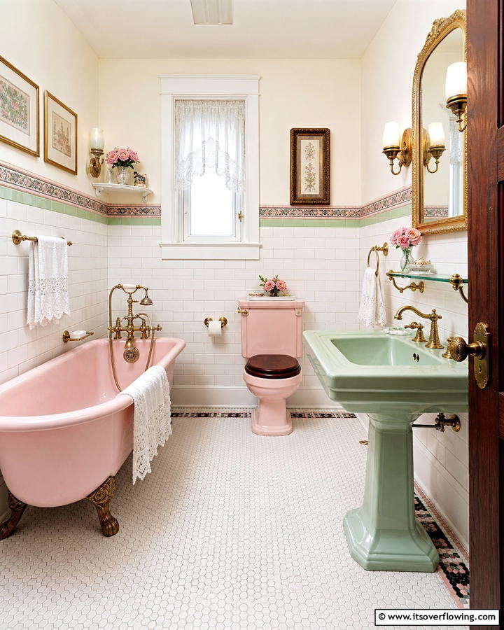 Vintage Pink and Green Fixtures - 20 Vibrant Pink and Green Bathroom Design Ideas