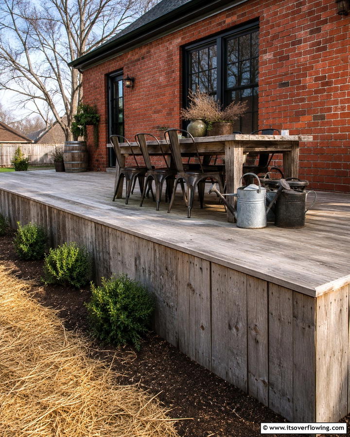 Vintage Reclaimed Wood - 30 Stylish Deck Skirting Ideas to Elevate Outdoor Entertaining