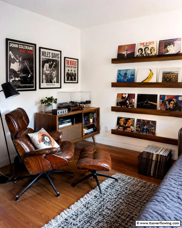 Vintage Record Player Nook - 30 Vibrant Boho Teen Bedroom Ideas for Creative Self-Expression