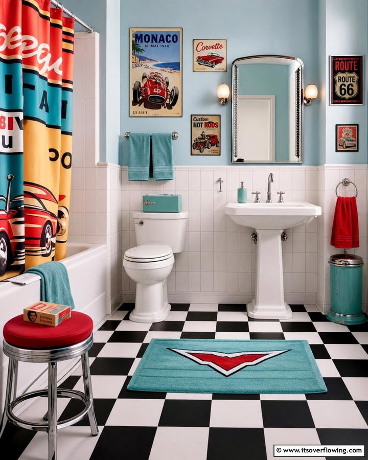 Vintage Retro Bathroom - 25 Boy Bathroom Ideas for a Fun and Functional Space