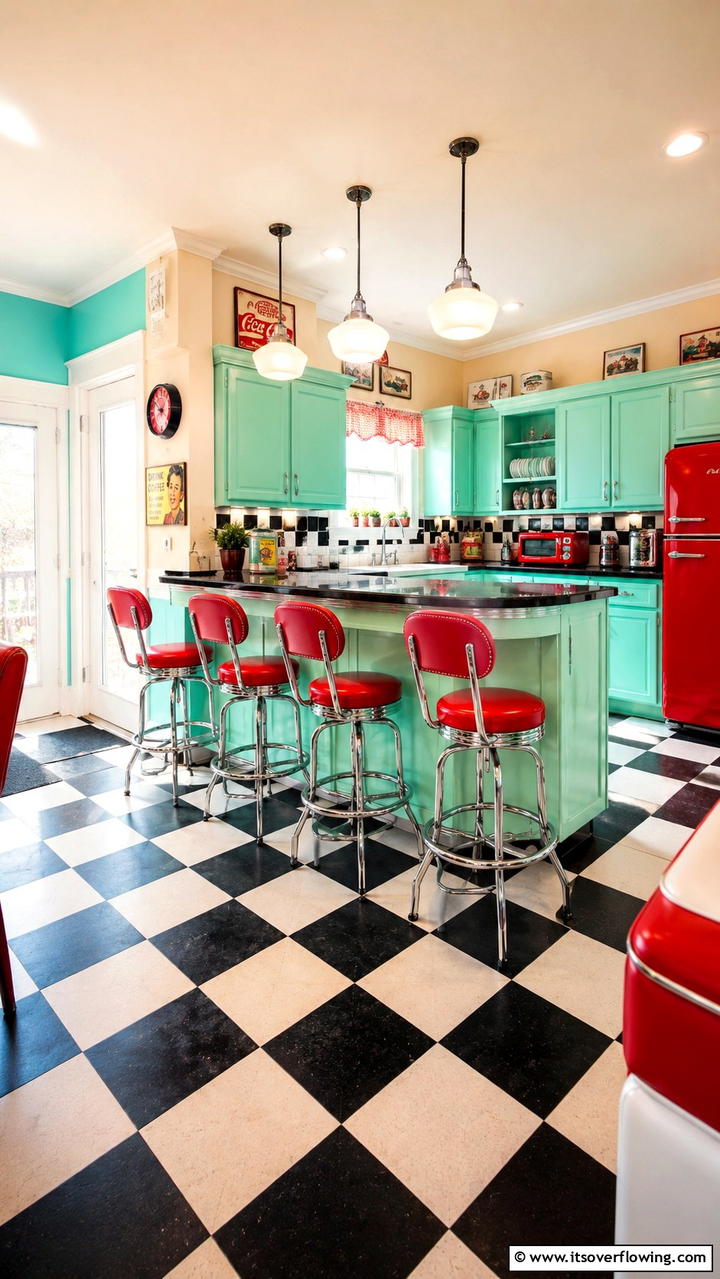 Vintage Retro Breakfast Bar - 30 Breakfast Bar Ideas for Functional Kitchen Spaces