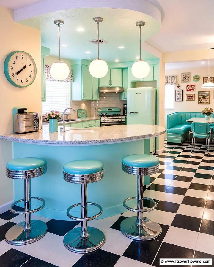 Vintage Retro Kitchen Bar - 30 Kitchen Bar Ideas for Casual Dining and Socializing