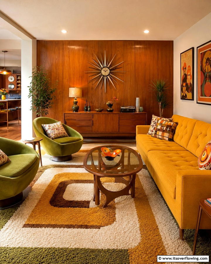 Vintage Retro Revival - 30 Vibrant Colorful Living Room Inspirations for Bold Interiors