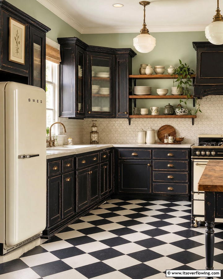 Vintage Revival - 30 Kitchens With Black Cabinets for Bold Elegance