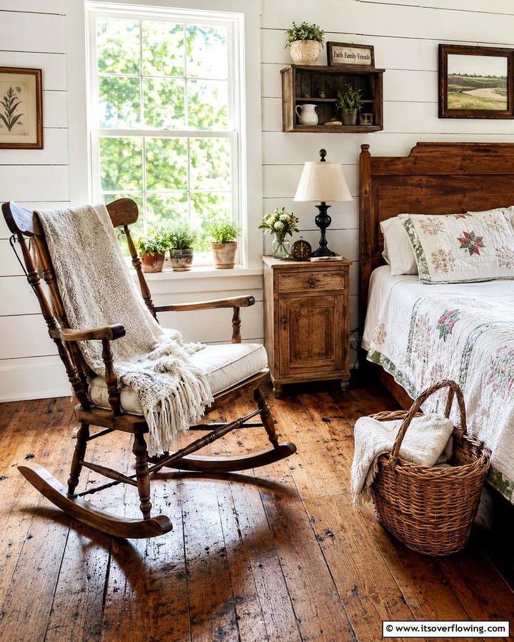 Vintage Rocking Chair - 25 Bedroom Seating Area Ideas for Comfort and Style