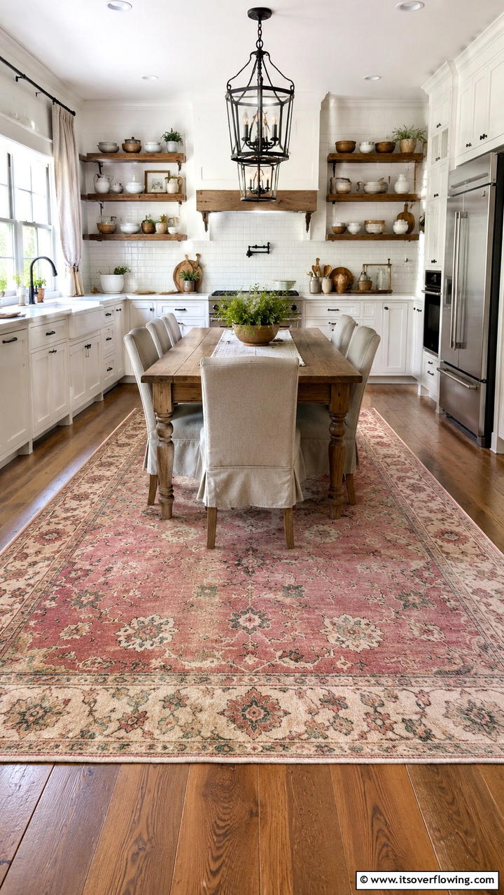 Vintage Rug Appeal - 30 Cottage Kitchen Ideas for Cozy, Charming Farmhouse Style