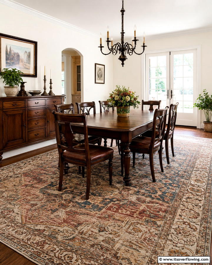 Vintage Rugs - 30 Rustic Dining Room Ideas for Cozy Family Gatherings