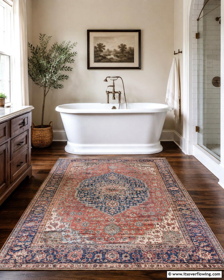 Vintage Rugs - 25 Vintage Bathroom Ideas for Classic Charm