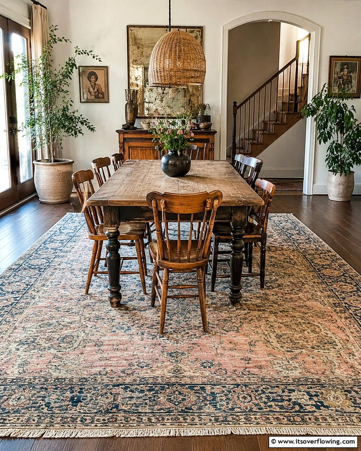 Vintage Rugs for Character and Charm - 30 Dining Room Rug Ideas to Anchor Your Table Setting