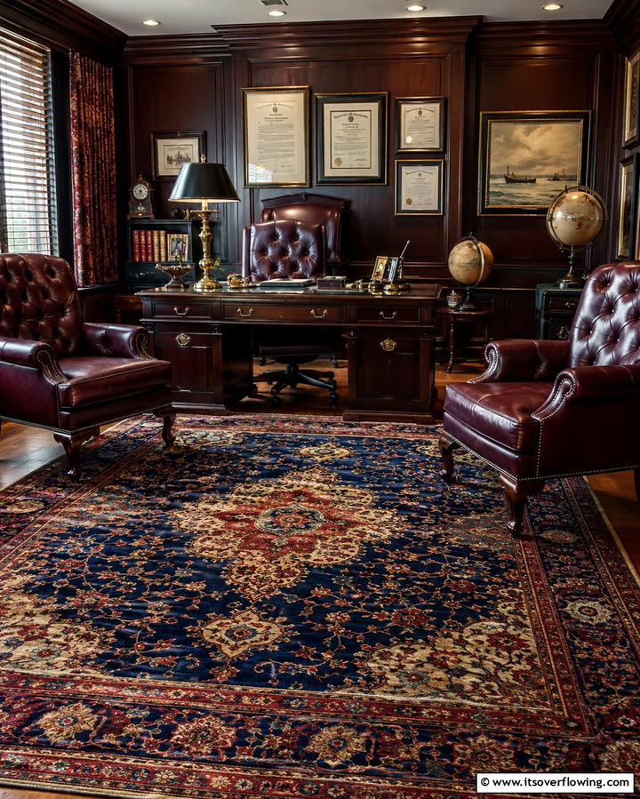 Vintage Rugs for a Touch of Elegance - 25 Office Rug Ideas to Transform Your Workspace