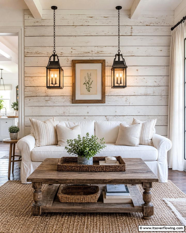 Vintage Shiplap Wall - 30 Striking Living Room Accent Wall Ideas for Bold Style