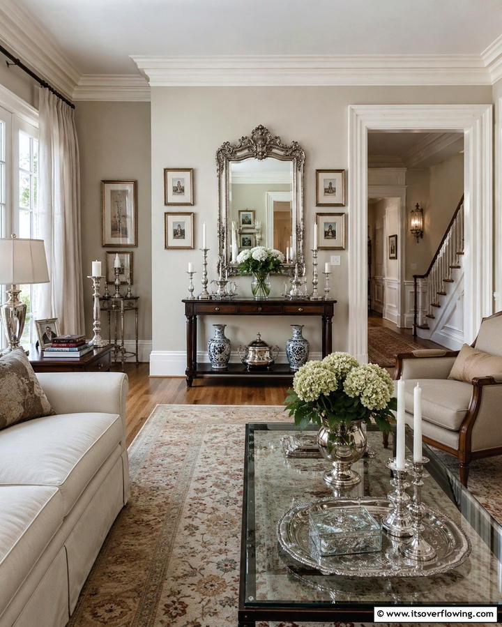 Vintage Silver Decor for Timeless Charm - 25 Silver Living Room Ideas for a Modern and Elegant Look