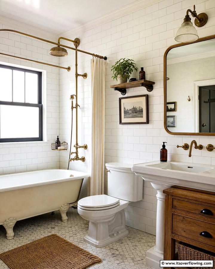 Vintage Style Fixtures - 25 Farmhouse Bathroom Ideas for a Rustic and Relaxing Retreat