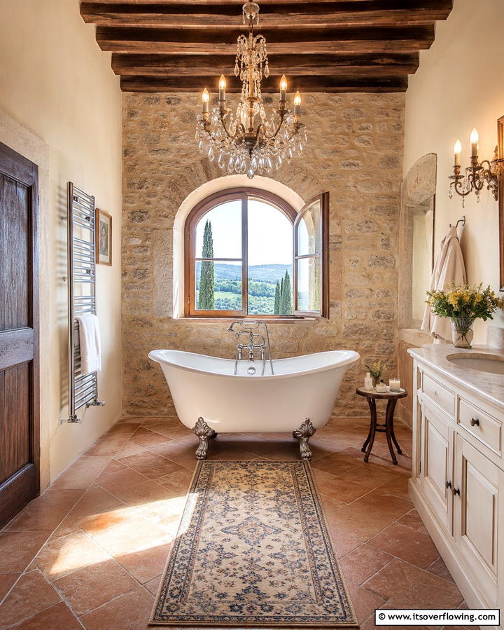 Vintage Style Freestanding Bathtubs - 20 Tuscan Bathroom Ideas for a Rustic Retreat
