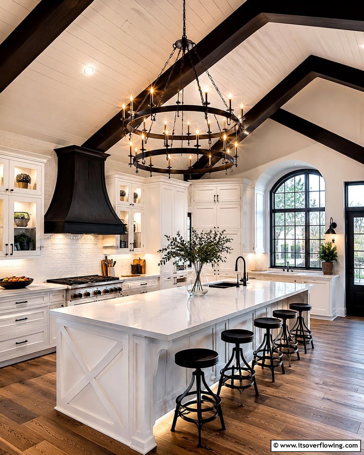 Vintage Style Lighting Fixtures - 30 Charming White Farmhouse Kitchen Inspirations