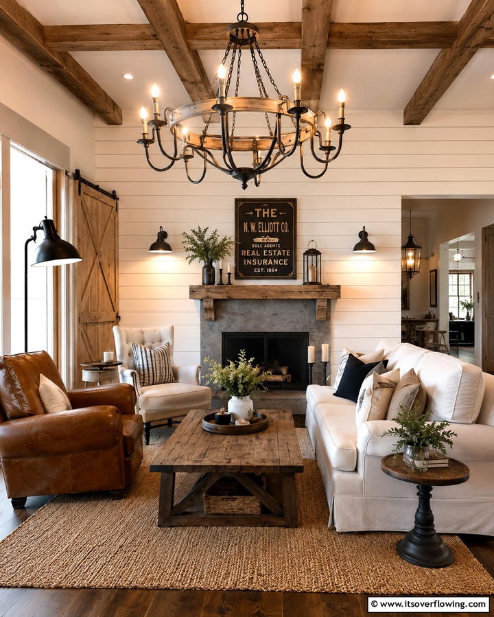 Vintage Style Lighting - 25 Farmhouse Living Room Ideas for a Rustic Charm