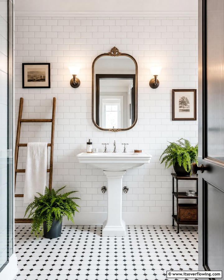 Vintage Subway Tile Charm - 21 Bathroom Accent Wall Ideas for Bold & Textured Designs
