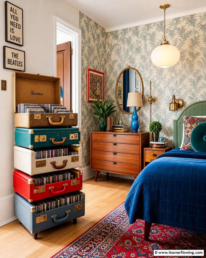 Vintage Suitcase CD Storage - 20 Creative CD Storage Ideas for Modern Homes