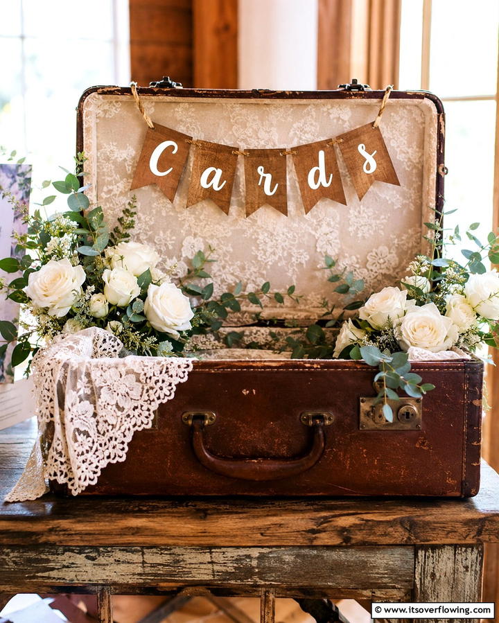 Vintage Suitcase Card BoxExact - 30 Creative Wedding Card Box Designs for Guests