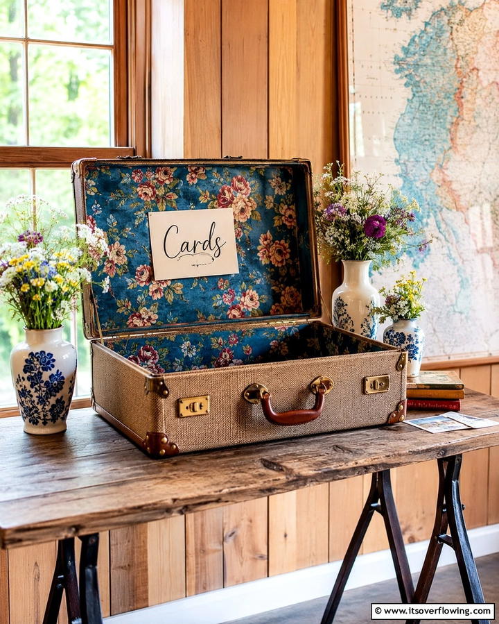Vintage Suitcase Card BoxOne - 30 Creative Wedding Card Box Designs for Guests