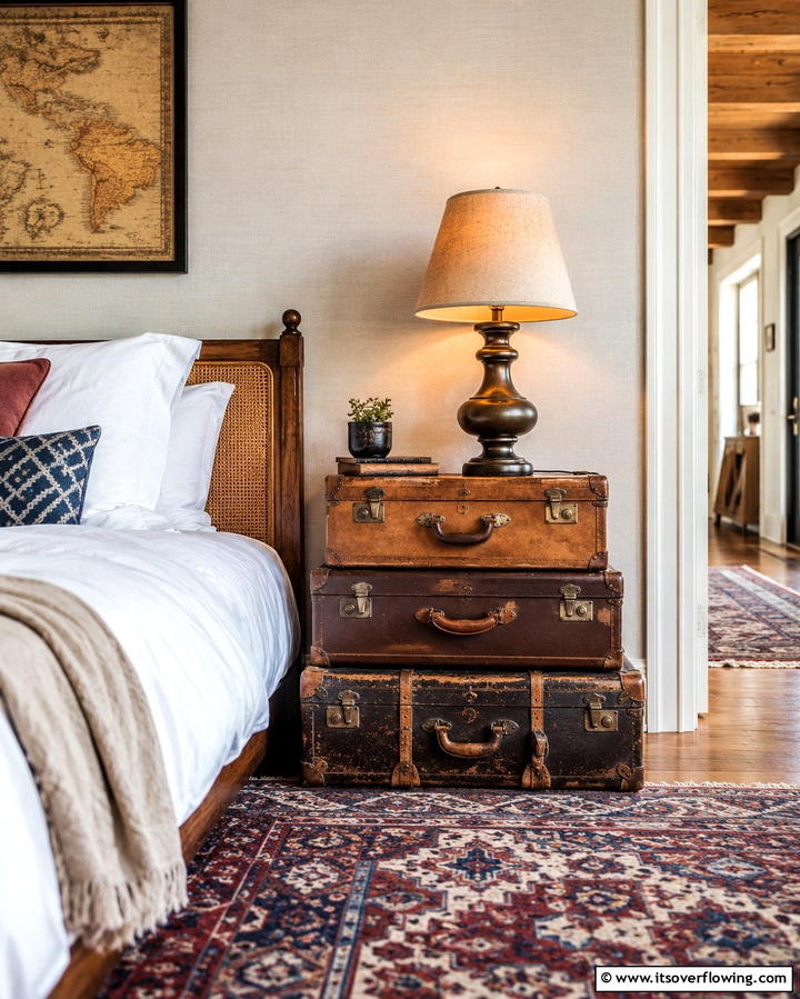 Vintage Suitcases as Decor - 25 Vintage Bedroom Ideas for Timeless Charm & Style