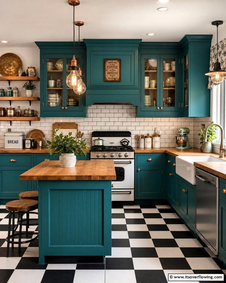 Vintage Teal Revival - 21 Kitchen Cabinet Color Ideas for Bold & Subtle Styles