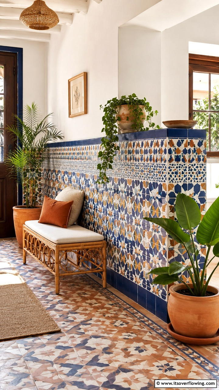 Vintage Tiled Mosaic - 30 Half Wall Ideas- Modern Room Dividers & Design Tricks