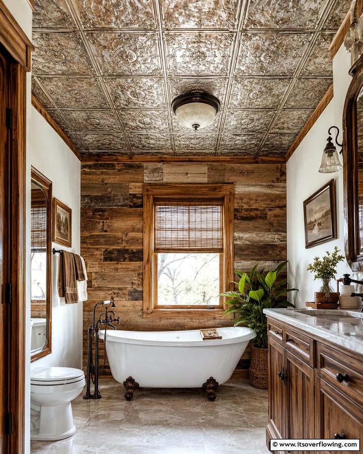 Vintage Tin Tiles - 30 Inspiring Bathroom Ceiling Ideas for Modern Homes