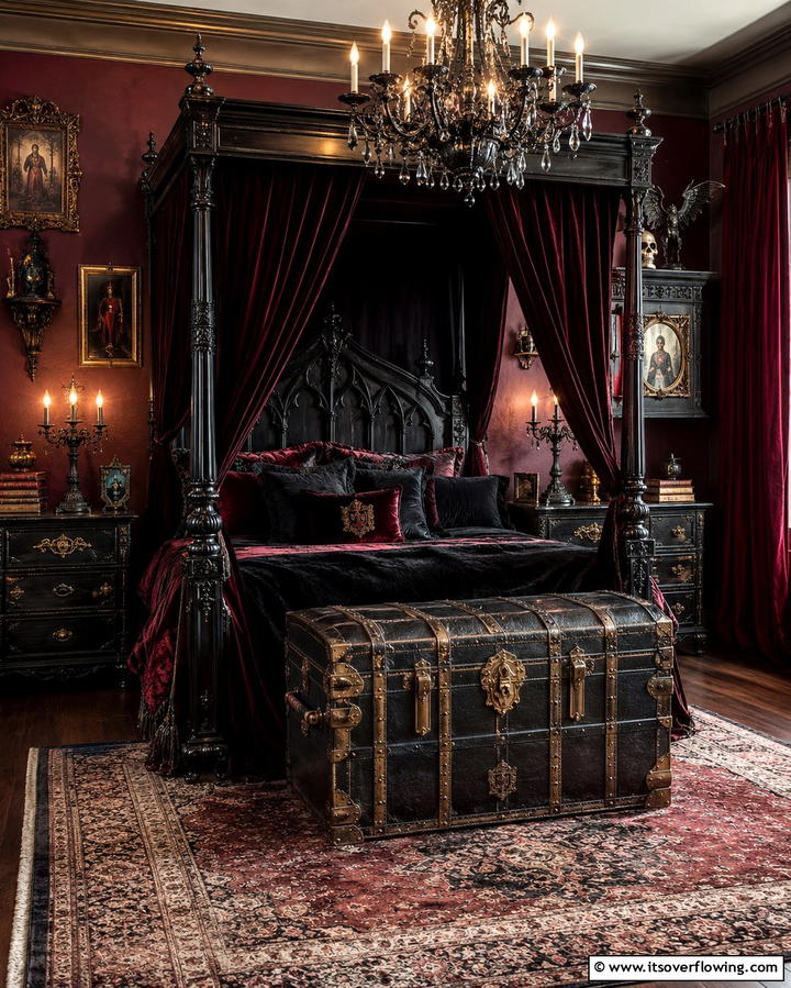Vintage Trunks - 20 Vampire Bedroom Ideas for a Dark and Mysterious Vibe