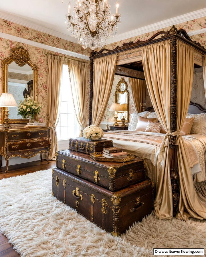 Vintage Trunks - 20 Blair Waldorf Bedroom Ideas- Chic & Elegant Styles