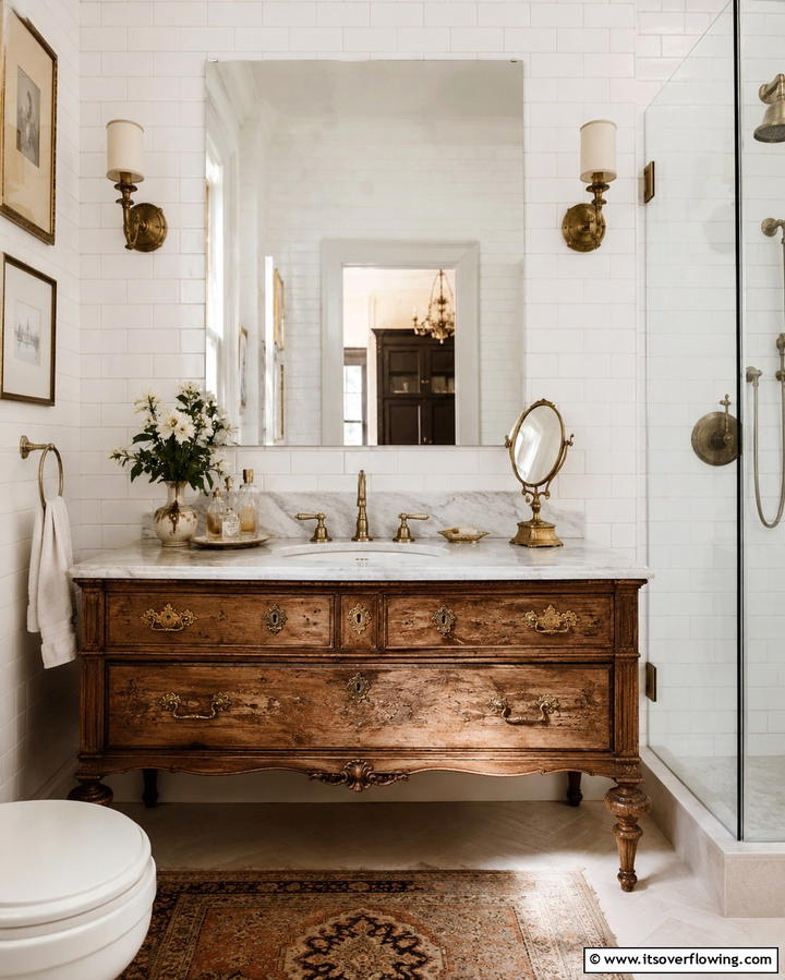 Vintage Vanity Revival - 25 Aesthetic Bathroom Ideas for a Spa-Like Retreat