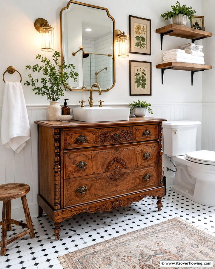 Vintage Vanity Statements - 25 Eclectic Bathroom Ideas for a Unique and Personalized Space